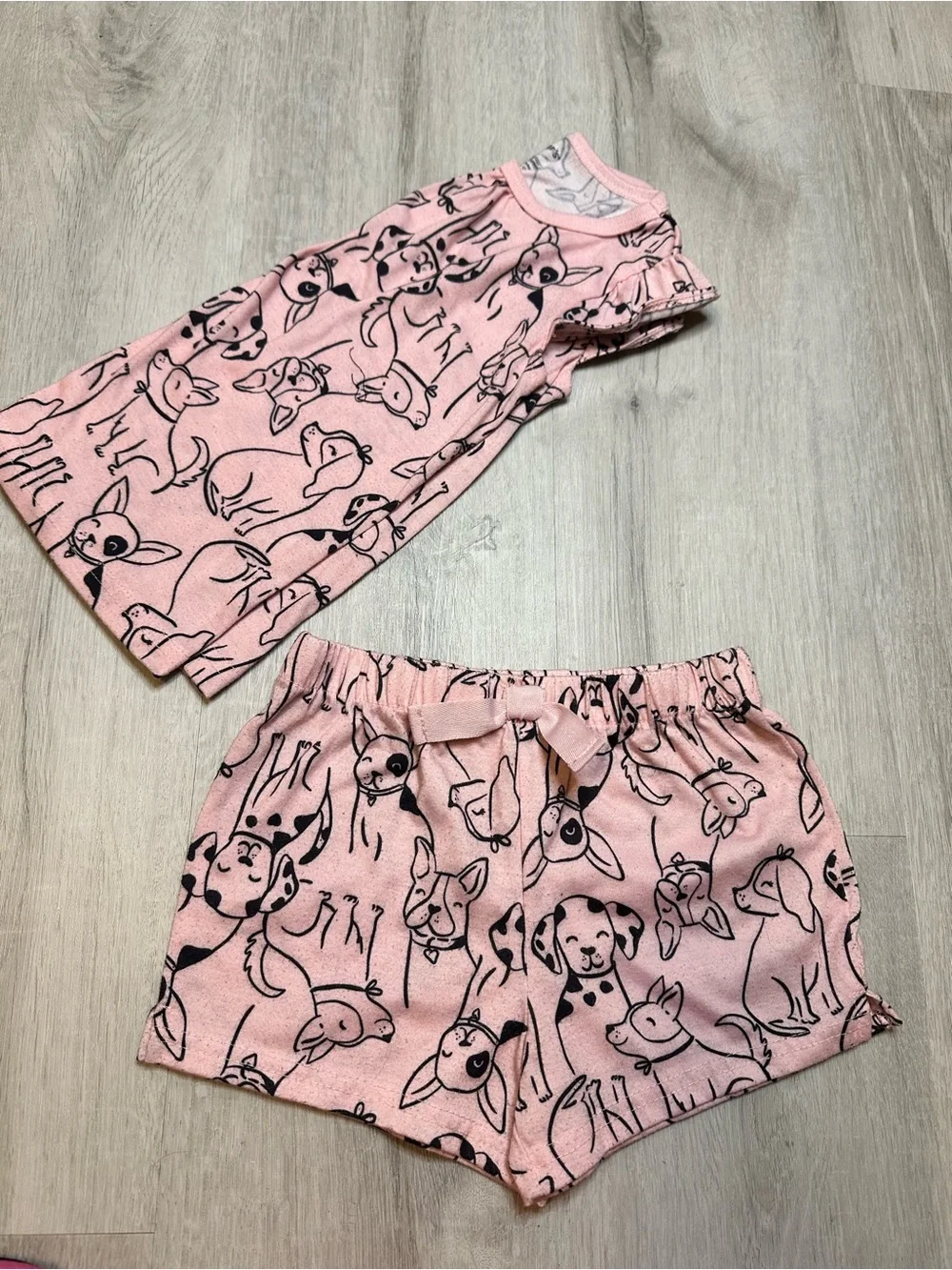 Kids - 3 for $10 - Pink Puppy Print Pajama Set - Soft Short Sleeve & Shorts